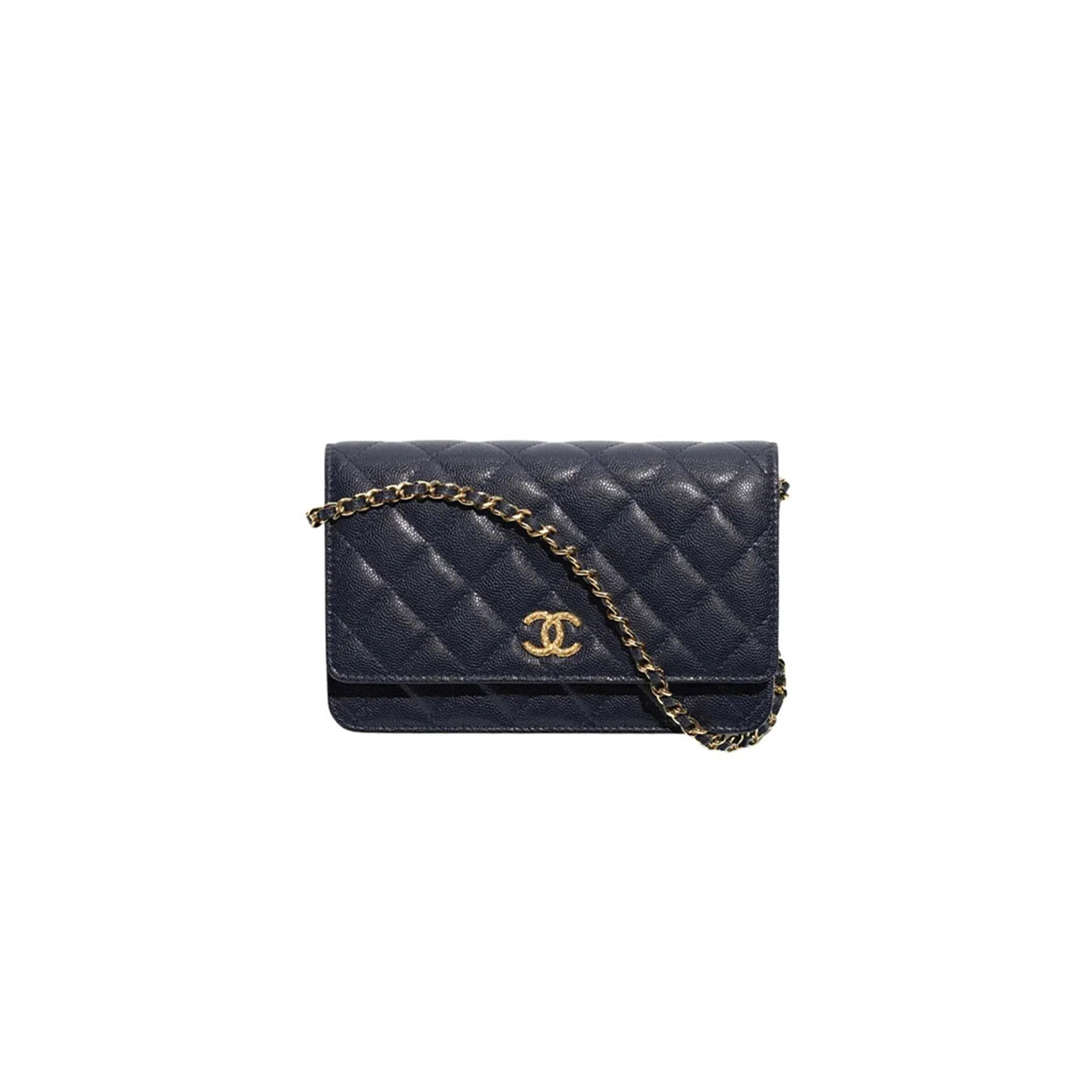 CHANEL WALLET ON CHAIN IN SHINY GRAINED CALFSKIN STRASS AND GOLD TONE METAL (19*12*3cm)